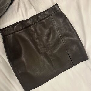 Aritzia Vegan Leather Mini Skirt, Espresso